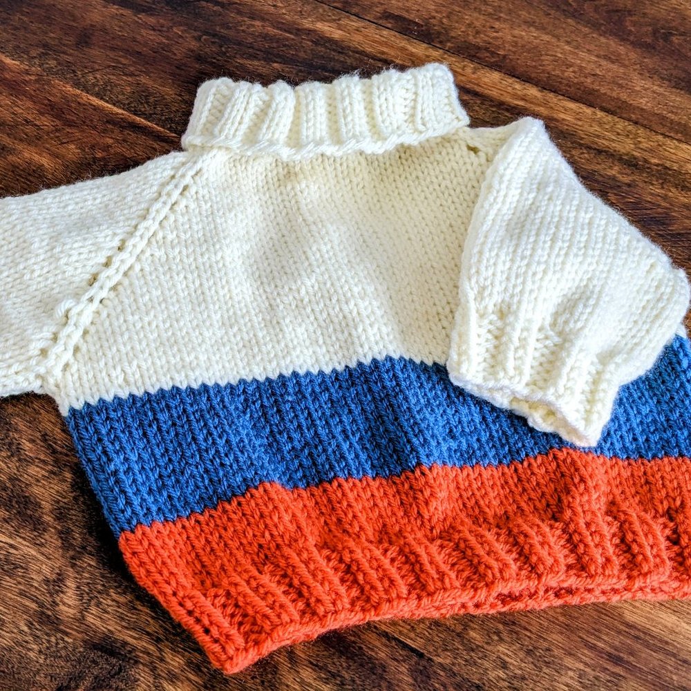 Overseized Hand Knit Striped Baby Sweater
